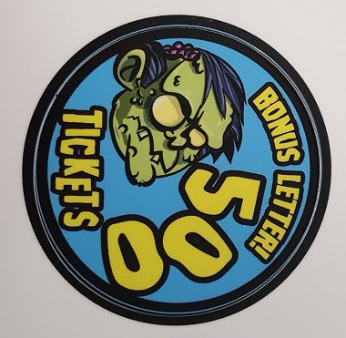 DECAL (PUCK 500 TICKETS BLUE ZOMBIE GUY) [ZS7017] for ICE game(s)