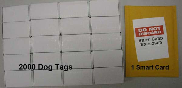 DOG TAG & SMART CARD KIT (2000 TAGS & 2000 SHOT CARD)  MUST PACK CARD SEPARATELY AS SHOWN IN IMAGE [DT1050X] for ICE game(s)